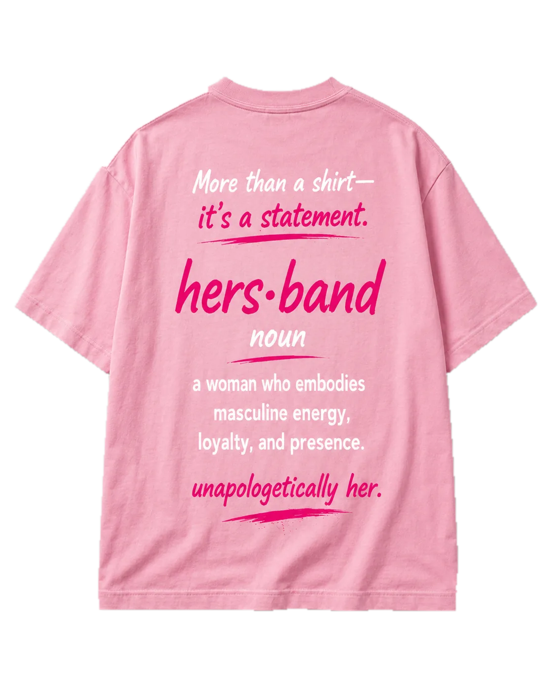 HERBANDZ Definition Tee in Pink, back view showing the hers·band definition print